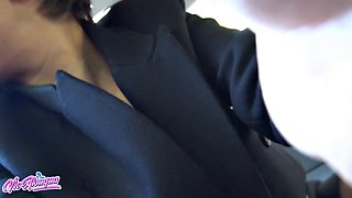 Busty French Brunette Vic Alouqua Fingers Pussy in Car Window While Big-Tits Passersby Watch and Squ