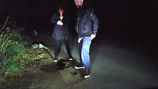 Urination on wife's face outdoors golden shower