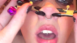 Goth Girl Glitterqueen1999 Stretches Her Button Nose with Ni