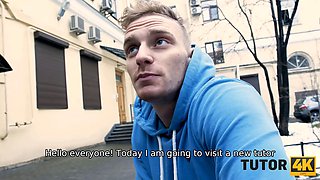 Tutor4k. schoolgirl tempts and nails much older art teacher in nylon stocking