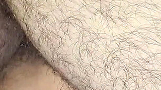 Cumming a Lot off Sperm on Hairy Pussy