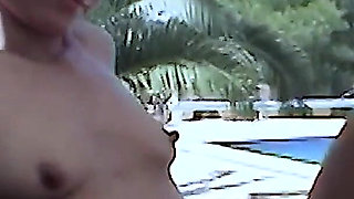 Amateur Fucks Her Vagina by the Pool