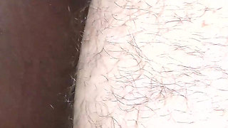 Black Hairy Pussy Fucked and Filled by a Big White Cock and a Sticky Load of Semen