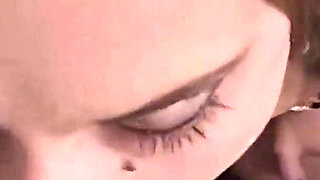 Redhead Sucks Cock and Takes Huge Facial Cumshot