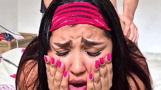 Brunette Neighbor Foreigner Takes All My Cock in Her Mouth - Big Tits Blowjob Amateur Teen