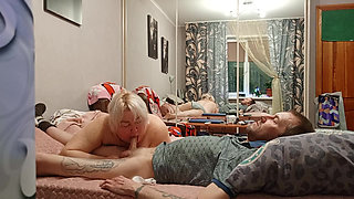 gentle blowjob and hot cum in neighbor's mouth