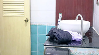 Naked Thai Student Washing School Uniform Real Thai Solo