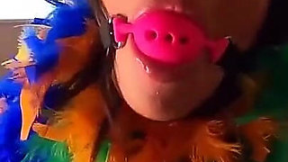 Latina Bound Tight and Gagged with Different Gags! While Wearing Feather Boa and Different Fur Parkas (smaller Size)