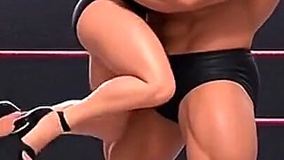 Masked Superheroine in Strap Heels Caught in Bearhugs and Ankle Locks - Ring Wrestling