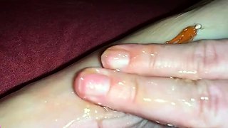 Tiny man punished and humiliated by giantess foot mistress