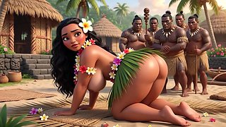Good-sized Bum Bombshell Moana Plowed In Gang By Tribal Villagers