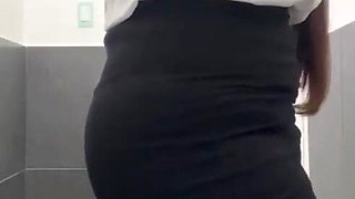 Jaw-dropping Latin assistant with a massive culo in a mini-skirt unwraps her whole uniform and showcases her cooch and opens up her culo gaping. She's highly crazy.