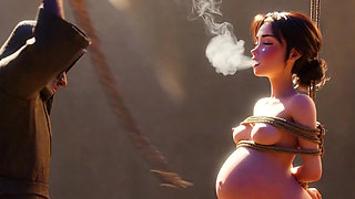 Pregnant Slave Gets Whipped - Massive Arousal & Dripping Pussy