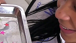 Ebony Teen Cum Slut Chanelle Santos Sucks and Fucks Older Swinger Guys and Collects Their Cum
