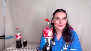 Nurse Ffw Having Fizzy Drink and Burping