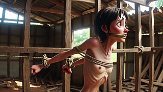 Extremely Skinny Girl in Bondage - Desperate in Brazilian Construction Site