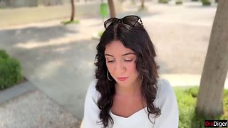 Public Agent Fucks Skinny Brunette for iPhone - Huge Cumload Facial Outside