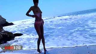 Canele: Lovely Arab Canele Dancing and Stripping on the Beach