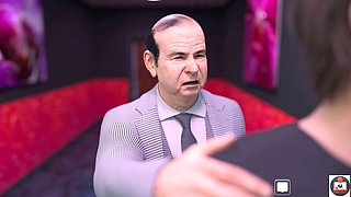 Redhead mom with big boobs plays through an adult visual novel