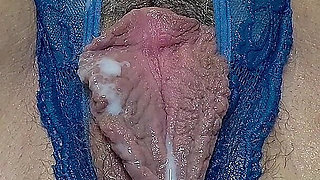 Fisting Dildo Creamy Masturbation- Vibrator Orgasm in Crotchless Panties