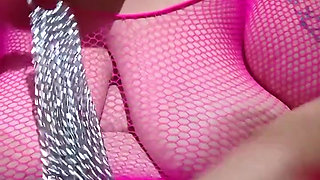 Fucking Herself with a Silvery Cock the Cumming Won't Stop