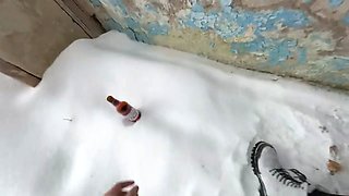 Bottle in the ass of a young bitch