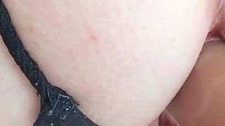 POV Fuck Machine Doggystyle Squirt Close up Creamy Pussy Clit Piercing Thong Aside Massive Dildo