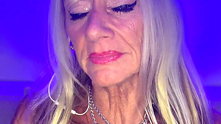 Hot Blonde Granny MILF JOI with Dildo