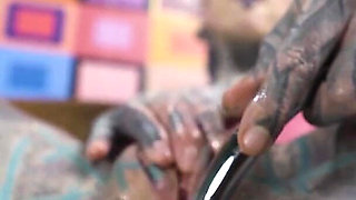 Solo Anal Masturbation - Pink Lace Corset and Steel Toy
