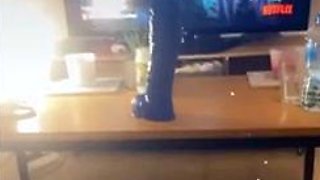 Young naughty Big solo squirt and big XXL blue dildo