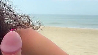 Handjob on the Beach Huge Cum From Hand