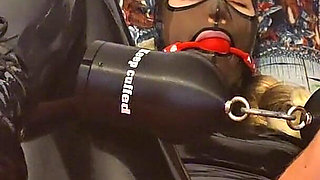 Latex Girl Having Massive Orgasm with Huge Dildo While Bound and in Full Latex Cover and Ballet Heels!