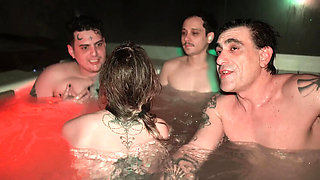 Hot Jacuzzi Orgy with 3 Latina Teens - Yael Stc & Keila Bassi Foursome Fuck