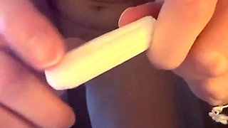 Tampon Insertion Close up - Russian Girl Stuffs Her Pussy with Dirty Talk