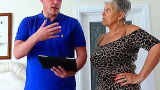 Mature Granny Seduces Young Realtor In Bedroom