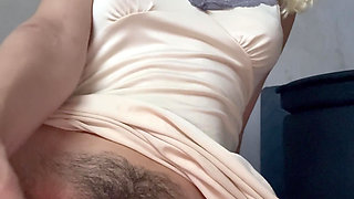 Brazilian blonde with beautiful tits shows off her broken asshole and masturbates her pussy with her dildo