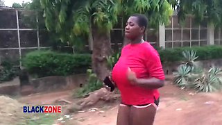 Nigerian Ebony Teen with Big Tits Fucked Hard During Evening Run - Homemade Creampie