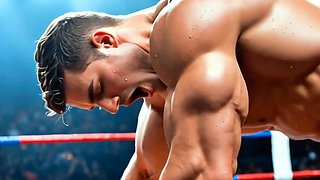 Wrestling muscular destroys beefy ass in public ring
