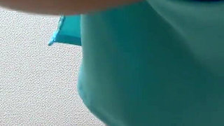 Room Cleaning in No Bra and Miniskirt, Cute Japanese Girl Is Natural Tits Stick Out From Short T-shirts, Thong Panties Visible