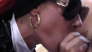 MILF with Sunglasses, Cock in Mouth, and Cum on Tongue