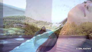 Megane Lopez Dives into Skinny Pool Romance with Brunette Passion