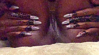 Ebony Brown Goddess Slowly Massages Her Oiled Thighs and Juicy Pussy Close up Fuck