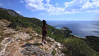 Hardcore Fuck I Almost Fell Over the Cliff - Rough Doggy Style Sex and Intense Blowjob Outdoor in POV