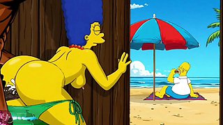 Cartoon hentai, porn parody, marge simpson