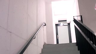 German neighbor with glasses does blowjob at stranger
