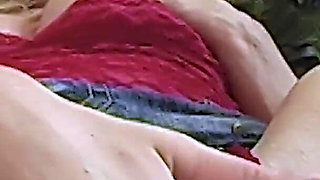 Blonde mature rubs her big clit and wet pussy
