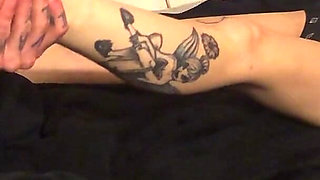 Petite Blonde Gets Tatted Body Oiled up 1 of 3