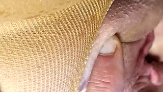 Close up Gushing Watersports - Shaved Cunt Soaked by Hardwood’s Cock