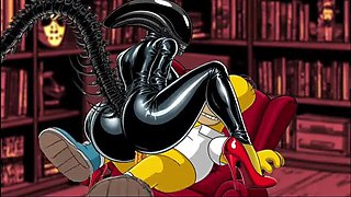 Hot Halloween Alien Fucks Homer's Wife in HD Cartoon Sex