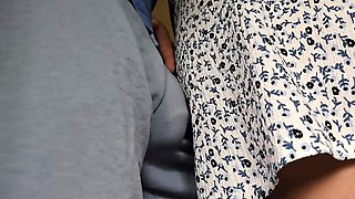 Prohibited touch on the train! Stranger Crossed the Line. He touched her ass with his Dick and CUMS Hard inside her underwear